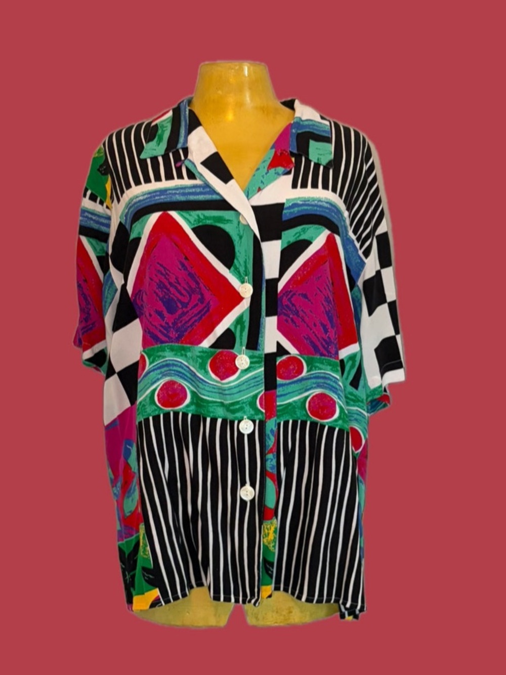 🚓📚90s Abstract Geometric Button Up📚🚓